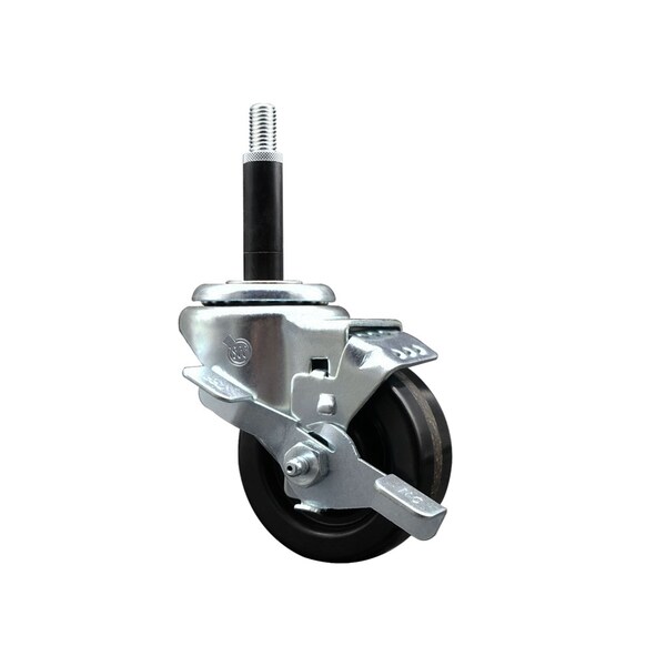 Service Caster 3'' SS Phenolic Swivel 3/4'' Expanding Stem Caster with Brake SCC-SSEX20S314-PHS-TLB-34 - main